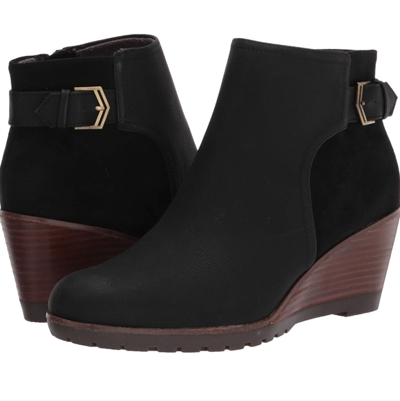 Dr. Scholl’s Noelle Black Ankle Boots - Wedge Heel, Comfort, Side Zip, Chic 8.5 - Picture 1 of 10